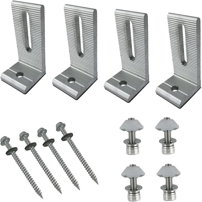 Solar Panel Mounting L Bracket 4 Units for RV Boat Off Grid Roof, Support 10w/20w/50w/80w/100W Solar Panel