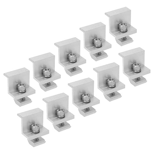 Solar Panel Clamps Z Brackets 10PCS Aluminum Mounting System Grounding Clip Lug (30mm)