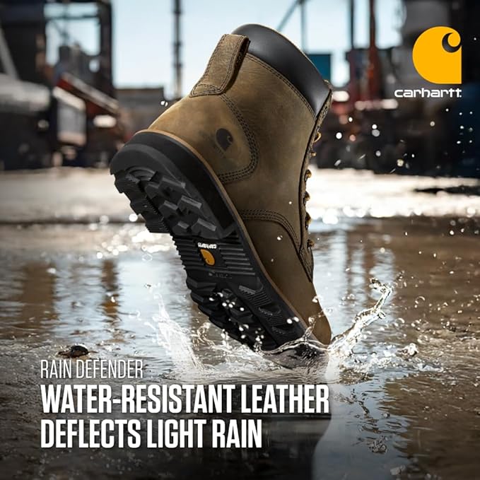 Carhartt Frontier Men's 6" Leather Soft Toe Work Boot, Safety Slip Resistant and Waterproof