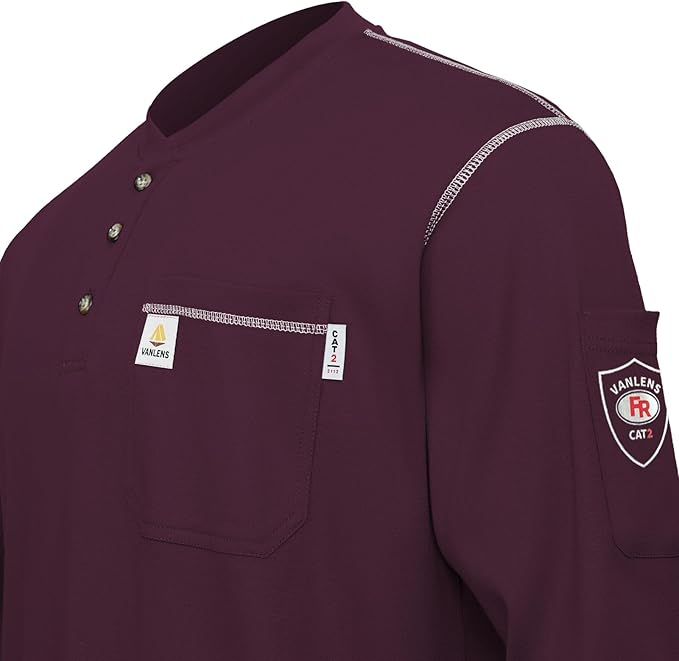 FR Shirts for Men CAT2/HRC2 Flame Resistant Shirts 6.5oz Light Weight Long Sleeve Fire Retardant Shirts