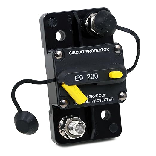 Heavy Duty 3/8" Studs Circuit Breaker 12V-48V 200A High Current with Manual Reset Switch for Car Audio Truck RV Travel Trailer Boat Marine Solar DC System Motors, UL, IP67 Waterproof