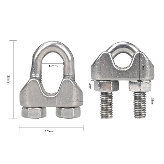 YAMASO 20PCS 3/16 Inches M5 Stainless Steel Wire Rope Cable Clip Clamp