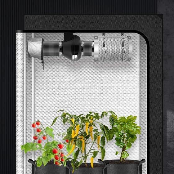 iPower 4 Inch 195 CFM Inline Fan Circulation Vent Blower, Air Carbon Filter, 8 Feet Ducting and 1-Pair Rope Combo for Grow Tent Ventilation, Low noise