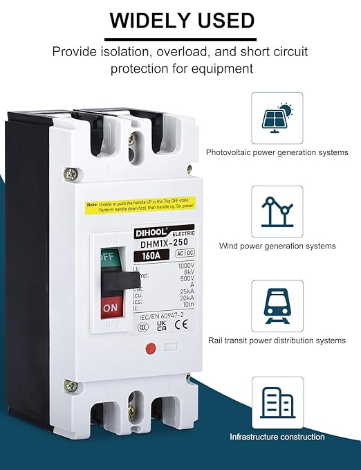 DIHOOL DC Main 160 Amp Circuit Breaker, 500V Battery Disconnect Switch, Master Switch for Boat Trolling Motor Marine ATV Trailer