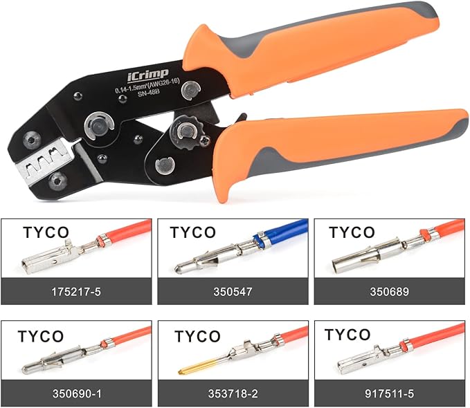 iCrimp SN-48B Pin Crimping Tools 3.96/4.8/5.08/6.3 mm 26-16AWG Crimper 0.14-1.5mm² for Dupont & JST-SM Molex Connectors and Terminals