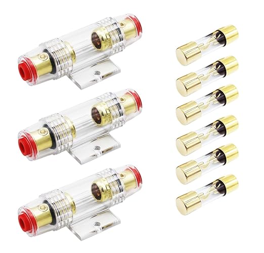 in-line AGU Fuse Holder for 4-10 Gauge AWG Wire / 6 Gauge & 8 Gauge/with Six 60A AGU Fuses for Car Audio/Alarm/Amplifier/Compressors/Auto Parts/Automotive/Marine/Industrial (60Amp, 3 Pack)
