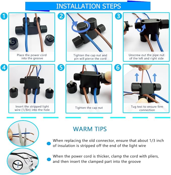 NETEHA 20 Pack Low Voltage 12-18 Gauge Wire Connectors for Landscape Lighting, Pathway Lights, Outdoor LED Lights