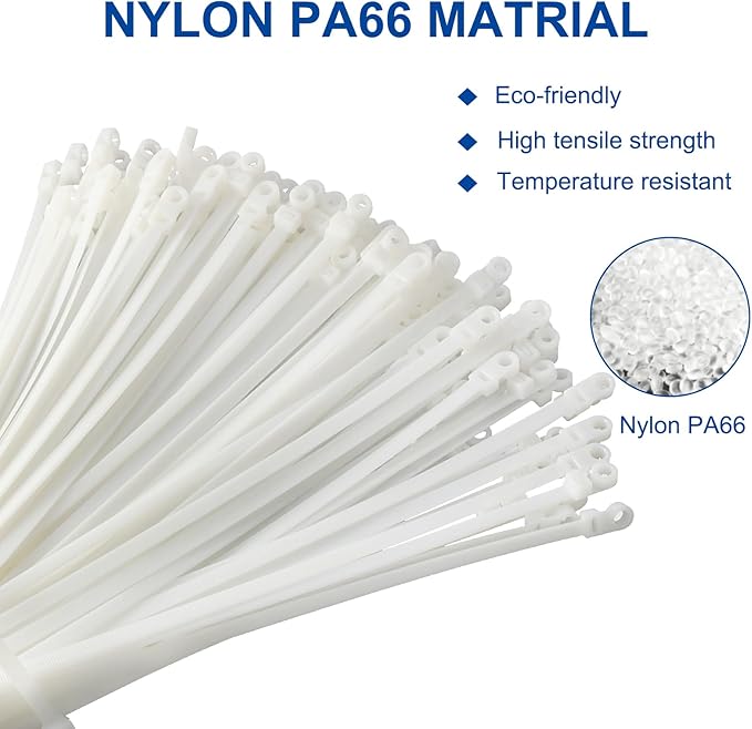 120 PCS 12 Inch Plastic Zip Ties with Screw Holes, Heavy Duty Mountable Cable Ties, UV Resistant Electrical Zip Ties for Indoor & Outdoor (White)