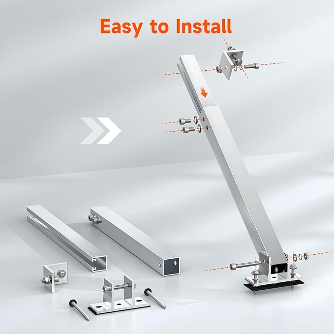 RICH SOLAR Adjustable Solar Panel Tilt Mount Brackets Support up to 300 Watt Solar Panel for Roof, RV, Boat and Any Flat Surface, for on-Grid/Off-Grid Systems