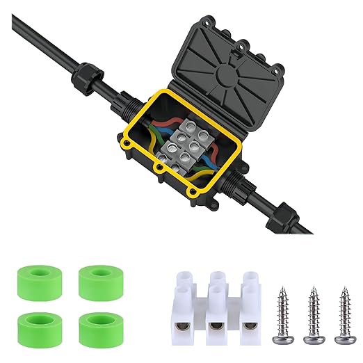 Outdoor Waterproof Junction Box Plastic，Outdoor Cable Electrical Box Waterproof ，Open Splice Underground Electrical Junction Water Proof Box，2 Way Wire Range 5-12mm Trailer Junction Box