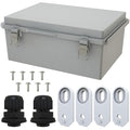 MAKERELE Grey Electrical Junction Box for Outdoor Waterproofing,Outsourced IP67 ABS Plastic, Including Mounting Plate,Wall Bracket,Hinged Cover, and 3/4" NPT*2(13.8"×9.8"×5.9")