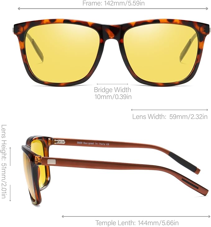 DUCO Polarized Night Vision Glasses for Men and Women Yellow Safety Driving Glasses with UV Protection and Anti Glare