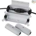 Flemoon [3 Pack] Outdoor Extension Cord Cover Waterproof, Weatherproof Electrical Connection Box for Straight Plug, Outlet, Socket, Halloween, Christmas Holiday Decoration String Light, Light Grey