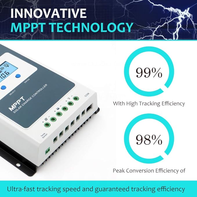 EPEVER 10A Solar Charge Controller MPPT Solar Panel Charge Controller 12V / 24V Auto Working Max PV 100V Solar Charge Battery Regulator with LCD Display for Gel Flooded Sealed Lithium Batteries