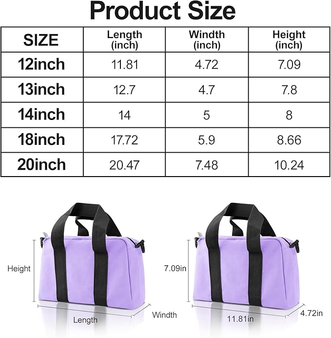 Small Tool Bag, Canvas Tool Storage Bag, Large Capacity Multipurpose Zipper Soft Tote Organizer Pouch for Electrician, Plumbing, Gardening,Tools Bags for Men (Purple, 18 Inch)