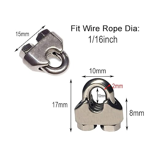 20Pcs M2 Wire Rope Clamp 304 Stainless Steel 1/16 inch Wire Rope Cable Clip Clamp