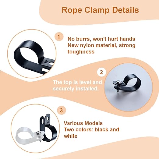 120 Pack 3/4 in Rope Light Clips p-Style Mounting Clips Plastic Cable Clamps for Wire Management(White-120p, 3/4)