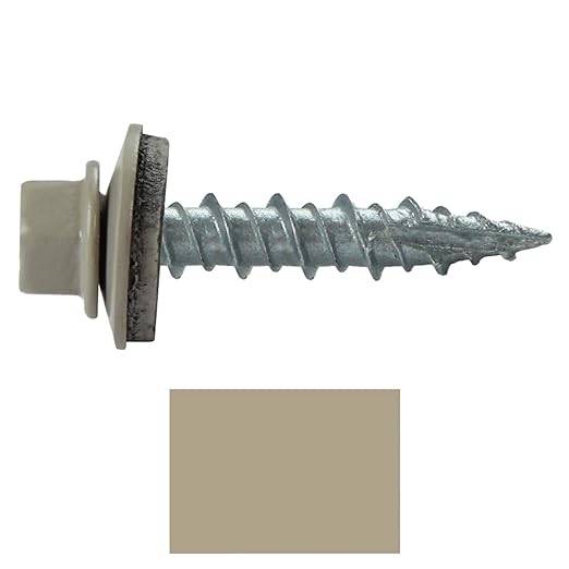 10 x 1 ASH Gray Metal Roofing Screws - Hex Washer Head- Self-Starting/Tapping - EPDM Washer. 1 Bag - 250 Screws