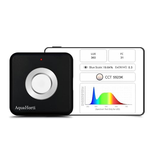 AH-300 Light Meter,Test LED Spectrum,CCT,LUX,Foot Candle,Blue Light Meter,LUX Distribution, Data Exported as a CSV File. AquaHorti