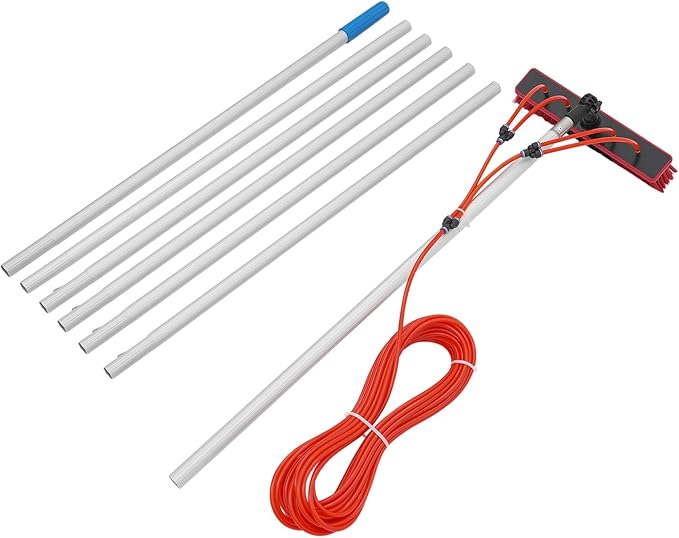 Outdoor Window Cleaning Pole Kit Washing Equipment with 7×3.28ft Poles & 180 Degree Brush Head Window Washing Equipment Solar Panel Cleaning Kit for Cleaning High Windows, Photovoltaic Solar Panels