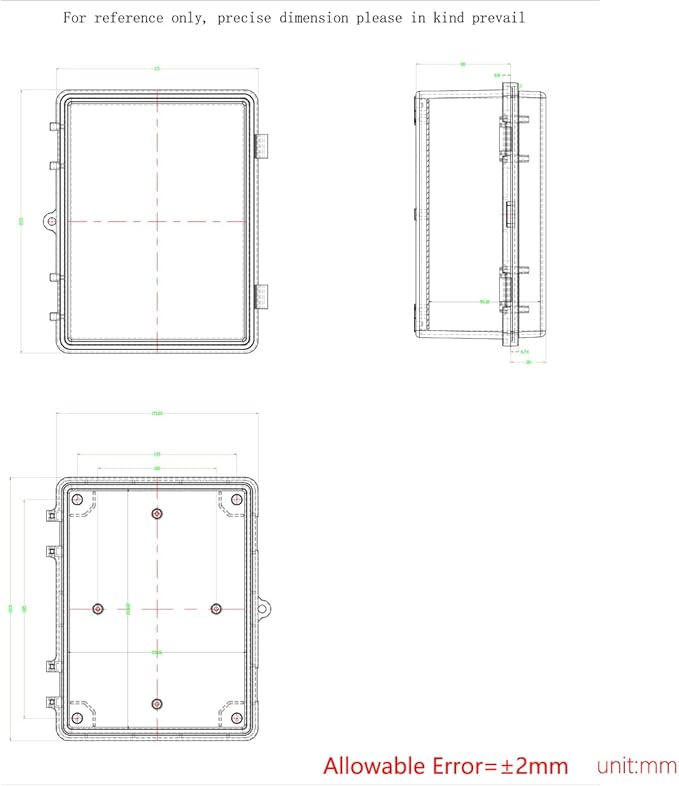 Junction Box, Hinged Black Clear Cover IP67 Waterproof ABS Project Box with Mounting Plate Electrical Box Enclosure with Wall Bracket 8.7 x 6.7 x 4.3inch(220x170x110mm)