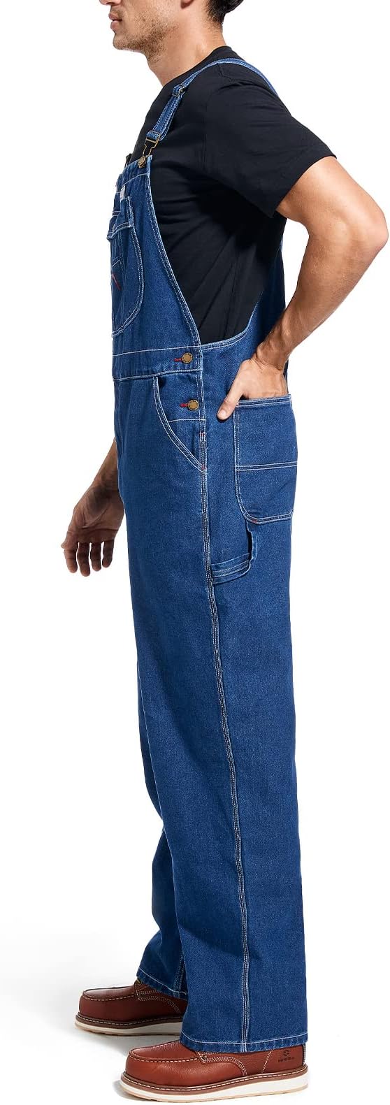 HISEA Men's Denim Bib Overall, Mens Relaxed Fit Overall Midweight Workwear with Adjustable Straps and Convenient Tool Pockets