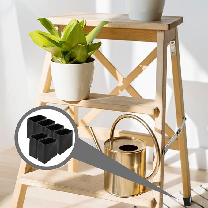 Operitacx Ladder Feet Covers 6Pcs 1.57 Inch Square Non-Slip Rubber Caps for Folding Household Step Ladder Floor Protection and Stability