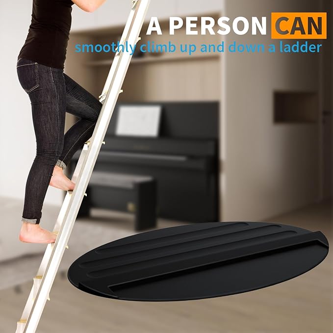 Extension Anti-Skid Ladder Stop Mat, 27"x15.7" Non-Slip Rubber Stabilizer Pad Anti-Slip Ladders Aid Stopper, Floor Protection Stepladder Telescoping Accessories (Black)