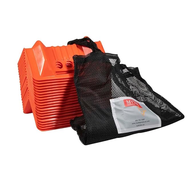 Mytee Products (20 Pieces 4"x10" Orange Corner Protector V Shaped Flatbed Edge Guards with Carrying Case - Cargo Load Corner Edge Protector and Tie-Down Strap Guard for Flatbed