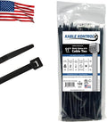 Kable Kontrol Made in USA Cable Zip Ties, 100 Pcs 11 Inch Black, 50 Lbs Tensile Strength, Self-locking UV Resistant Plastic Nylon Wire Ties, for Indoor or Outdoor Use