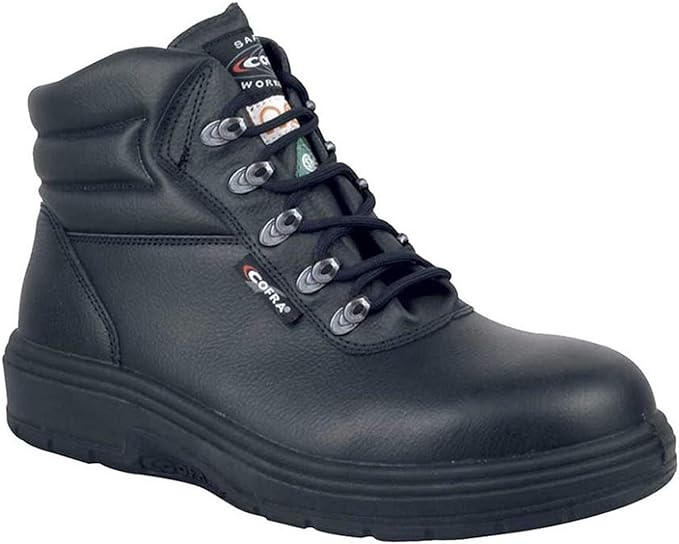 COFRA Leather Work Boots - NEW ASPHALT Treadless Footwear with Composite Safety Toe & Heat Defender Nitrile Rubber Outsole - Size 9.5