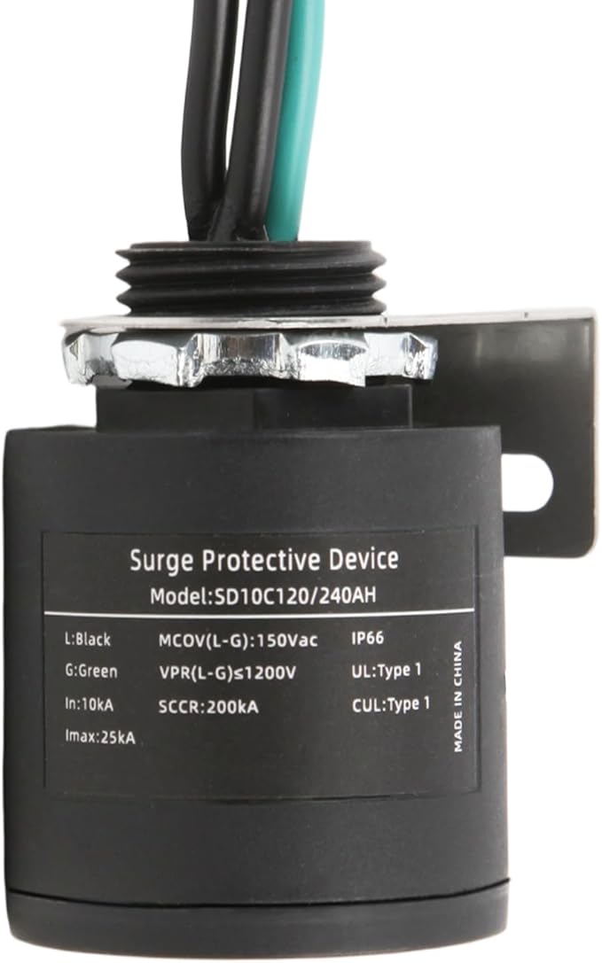 WeCooper 120/240VAC Universal HVAC Surge Protective Device,Type 1 SPD,25KA,IP66,SCCR 200KA,TFMV Technology,1-Phase,3-Wire, UL1449 4th,Ultimate Comprehensive Surge Protection