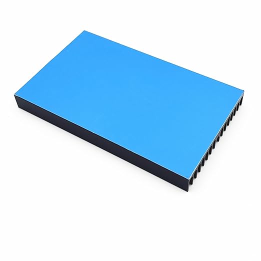 2Pcs Aluminum Heatsink Kit 100x60x10mm/ 3.94“x2.36“x0.39“ inch + Thermal Conductive Adhesive Tape Cooler Heat Sink for Cooling SSD Smartphones Routers Hard Drives LED Panel (16 Pins)