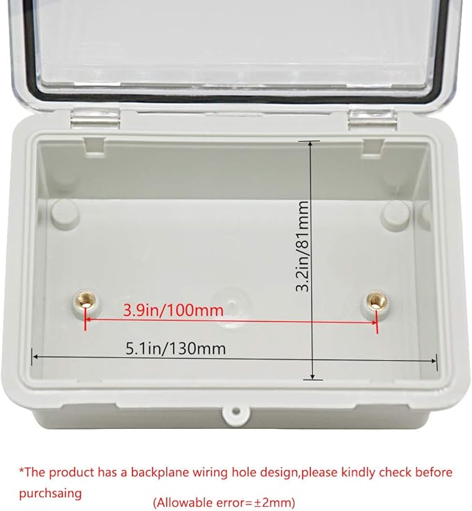 Zulkit Junction Box ABS Plastic Dustproof Waterproof IP65 Electrical Boxes Hinged Shell Outdoor Universal Project Enclosure Clear Cover with 2 Cable Glands 5.9 x 3.9 x 2.8 inch (150x100x70 mm)