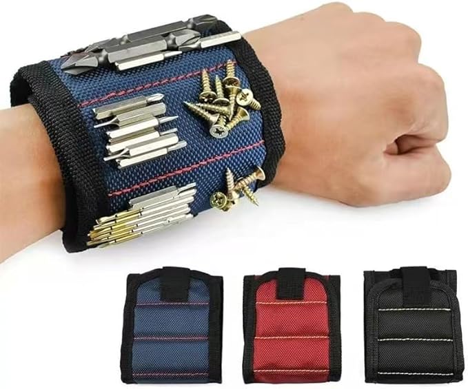 Best Gift for Men Vastar Magnetic Wristband, Tool Belt with 5 Powerful Magnets for Holding Screws, Nails, Bolts, Drill Bits, Fasteners, Scissors(BLACK)