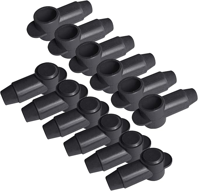 Ampper 12 Pcs Silicone 3/8" Stud Terminal Covers, Flexible Post Terminal Cover Protector Boot for Battery Ground Junction Block Post, Fits 1-3/0 Gauge Wire (Black)