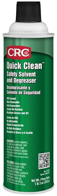 CRC Quick Clean Safety Solvent And Degreaser 03180 – 19 WT OZ, Clear, Aerosol Cleaner - Industrial Cleaners And Degreasers