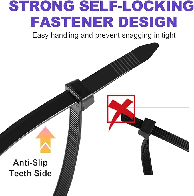 Zip Ties, RAZCC 1200pcs Black Cable Zip Ties 14 Inch, Heavy Duty Plastic Wire Ties with 100lb Tensile Strength, Self-Locking Black Nylon Tie Wraps for Indoor and Outdoor
