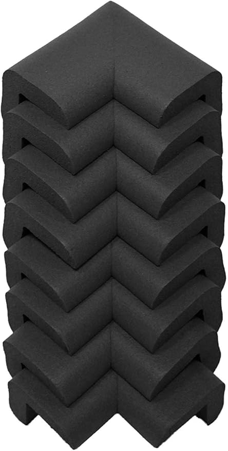Kidkusion Corner Cushions, Black - 8 Pack | Foam Safety; Table Protector; Furniture Safety; Edge Guard