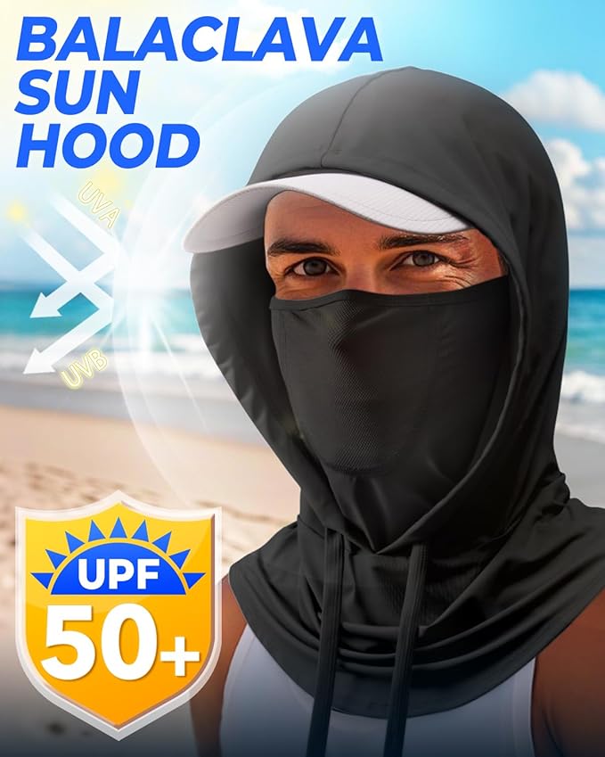 3 in 1 Summer Cooling Balaclava Hood Face Mask with Ear Loops Men Women Sun UV Protection Breathable Full Head Cover