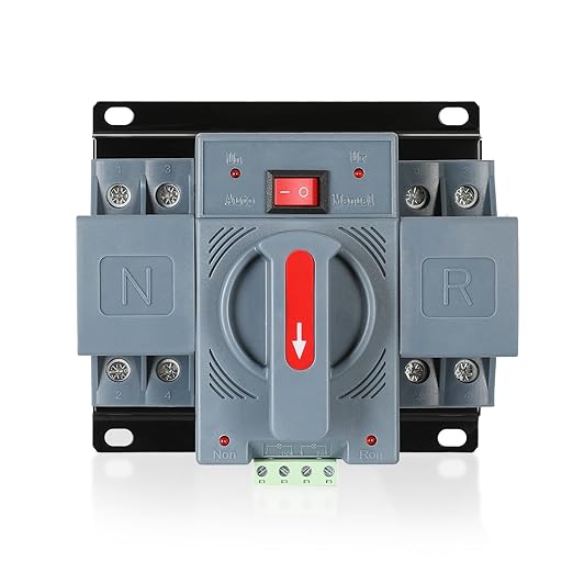 6-63amp AC110V Automatic/Manual Transfer Switch 2P 50/60Hz, 2POLE 63A ATS Auto Changeover Dual Power Switch for Generator, CE Certified ATS Solar Back Up Power Auto Selector Overvoltage, Undervoltage