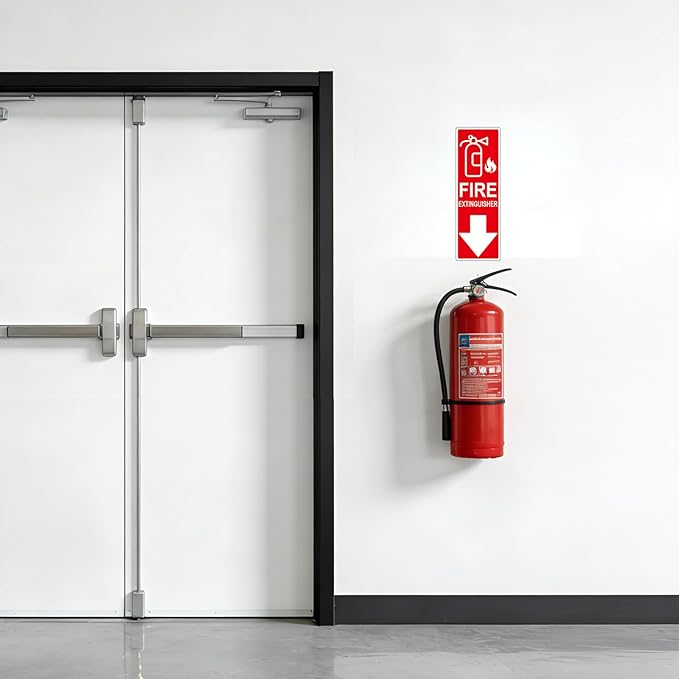 Fire Extinguisher Sign Sticker, Glow in the Dark Fire Extinguisher Signs with Arrow, 4×12 Inch 3 Pack Luminous Vinyl Safety Labels Soslina, Waterproof Indoor Outdoor for Home Office Warehouse
