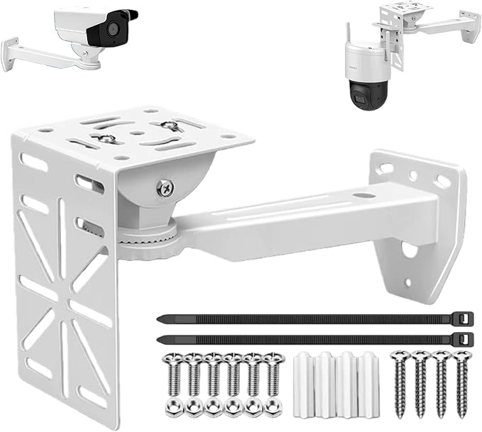 Aluminum Wall Mount for Security Cameras with L-Shaped Adapter - Heavy-Duty Indoor/Outdoor Bracket, Fits Dome/IP/PTZ Cameras, Easy Installation for Home & Business Surveillance