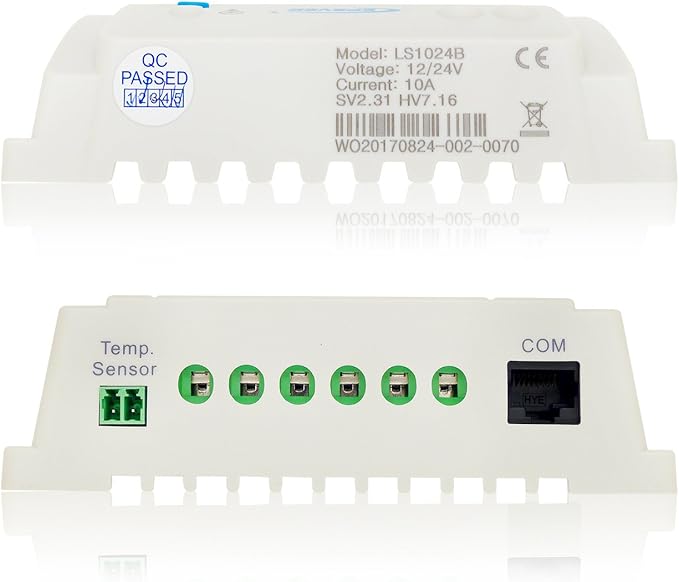 EPEVER Solar Charge Controller 10A PWM Solar Panel Charge Controller Regulator 12/24V Auto Work for Sealed, Gel, Flooded and User Type (LS1024B)