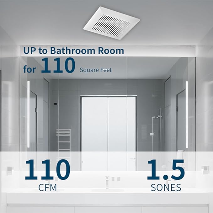 Tech Drive Bathroom Exhaust Fan 110 CFM, 1.5 Sone, 4-Inch Duct,No Attic Access Needed,Very Quiet Ventilation Fan, Easy to Install Ceiling Mounted, White, ETL Certified