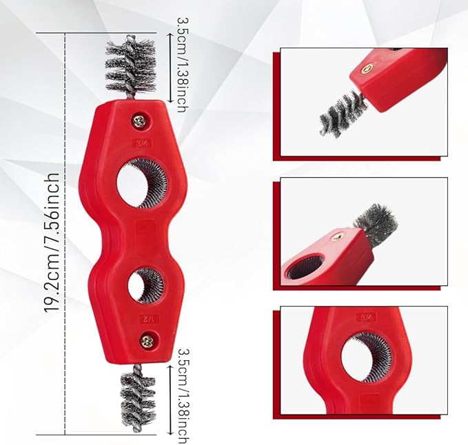 4 in 1 Car Battery Cleaning Brush, Battery Terminal Cleaner, Anti-Rust Auto Battery Cleaner with Steel Wire, Car Accessories Vehicle Machine Parts Clean Tools for Most Vehicles (Red)