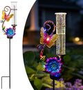 Butterfly Rain Gauge Outdoor, Solar Rain Gauge with Metal Stake, 7 Inch Tube Decorative Color Lights Rain Measure Gauge for Patio, Lawn, Garden