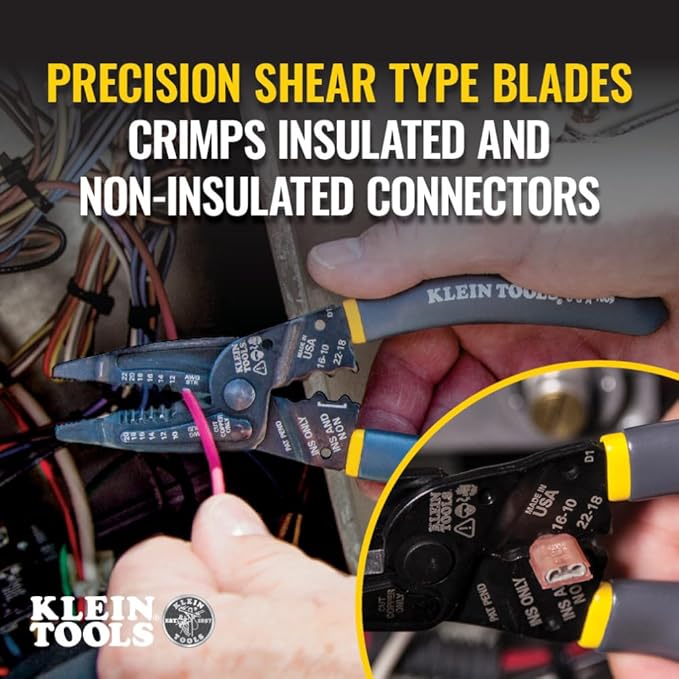 Klein Tools 1009 Multi Tool, Wire Stripper/Crimper/Wire Cutter, Made in USA, Long-Nose Multi-Purpose Electrician Tool