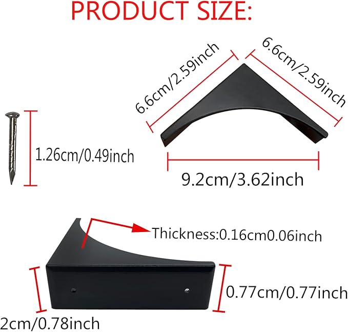 Pack of 4 Antique Zinc Alloy Box Corner Protector Edge Safety Guard Cabinet Furniture Corner Bumpers (No Printing Black)
