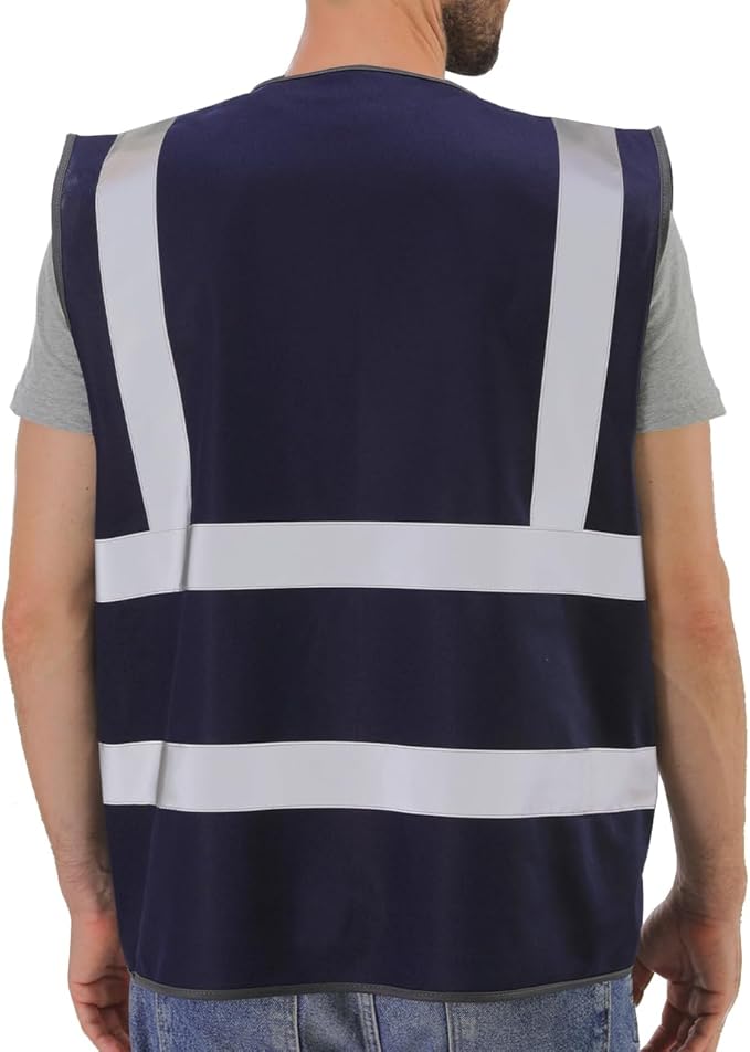 Dib Safety Reflective Vest ANSI Class 2, High Visibility Vest with Pockets and Zipper, Construction Work, Hi Vis